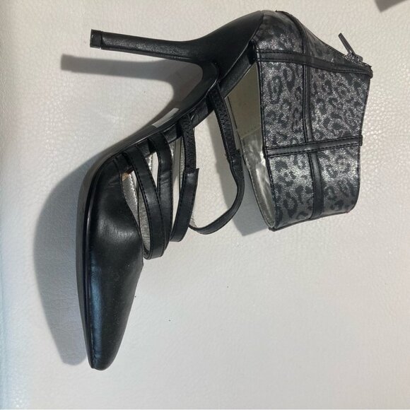 C LABEL Sz 9 Leopard Print Ankle Shaft Strappy Pointy Heeled Shooties - Picture 9 of 11